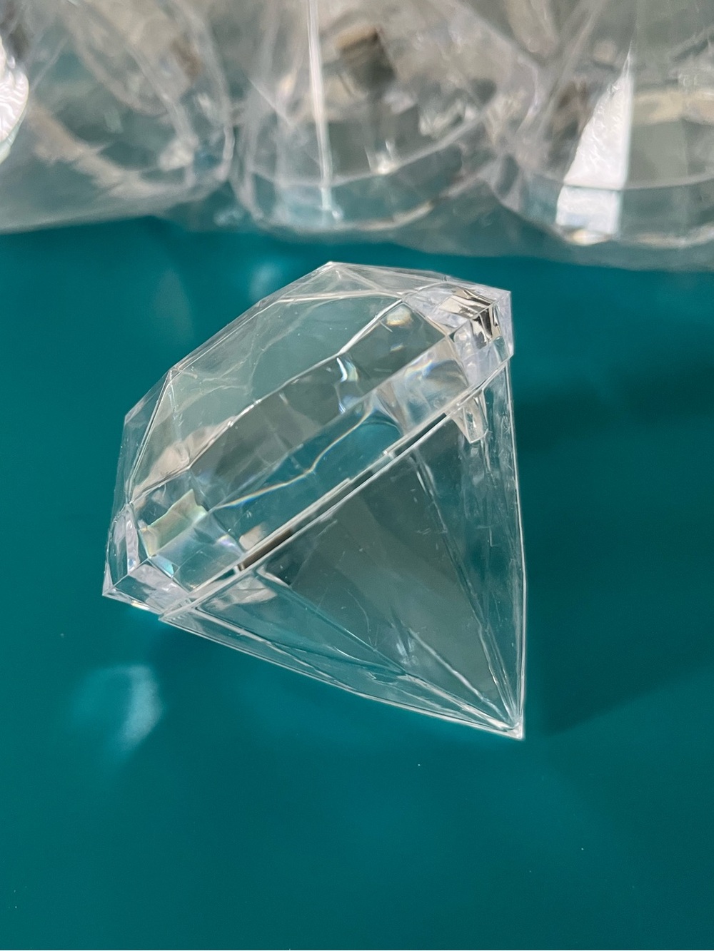Clear Acrylic Diamond Trinket Box - Faceted Crystal Shape 24 count
